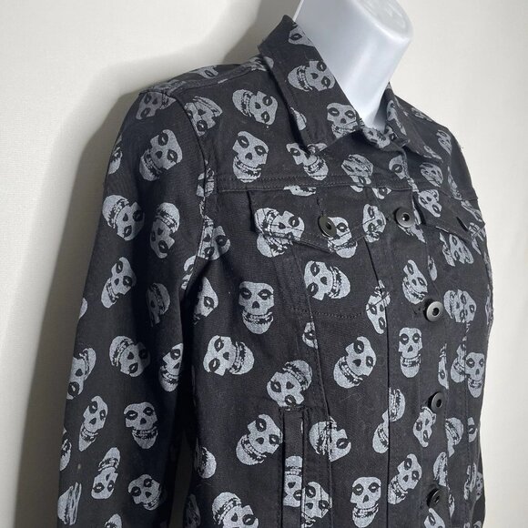 Iron Fist x Misfits Fiend Crimson Ghost All Over Print Black Denim Jacket - Picture 4 of 8